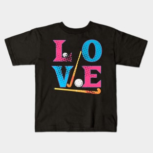 Vintage Love Field Hockey Kids T-Shirt